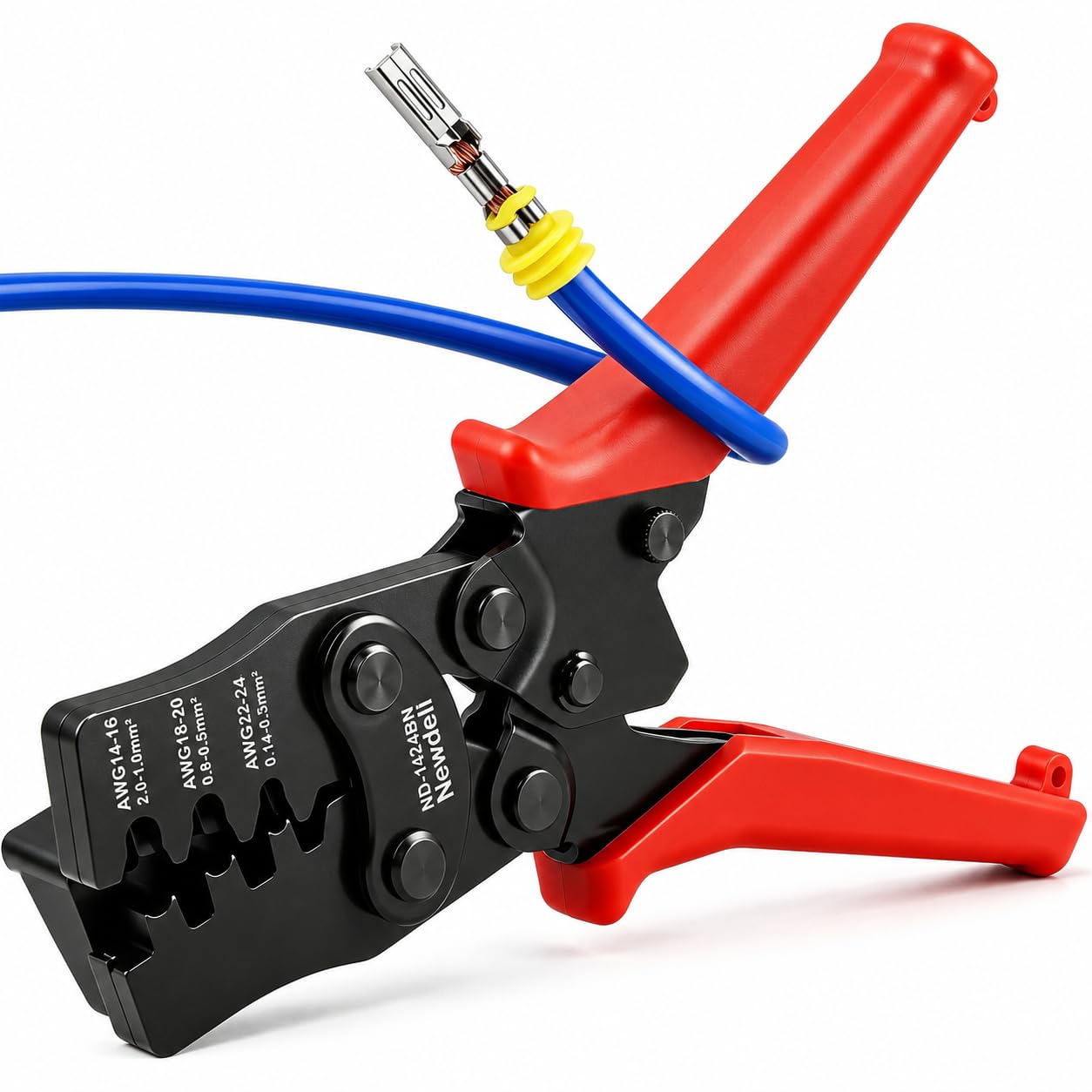 Weather Pack Crimpers, Newdeli Crimp tool AWG 14-24 for Crimping Delphi APTIV Weather Pack Terminals or Metri-Pack Connectors(Have Locator &amp; Removal Extraction Tool)