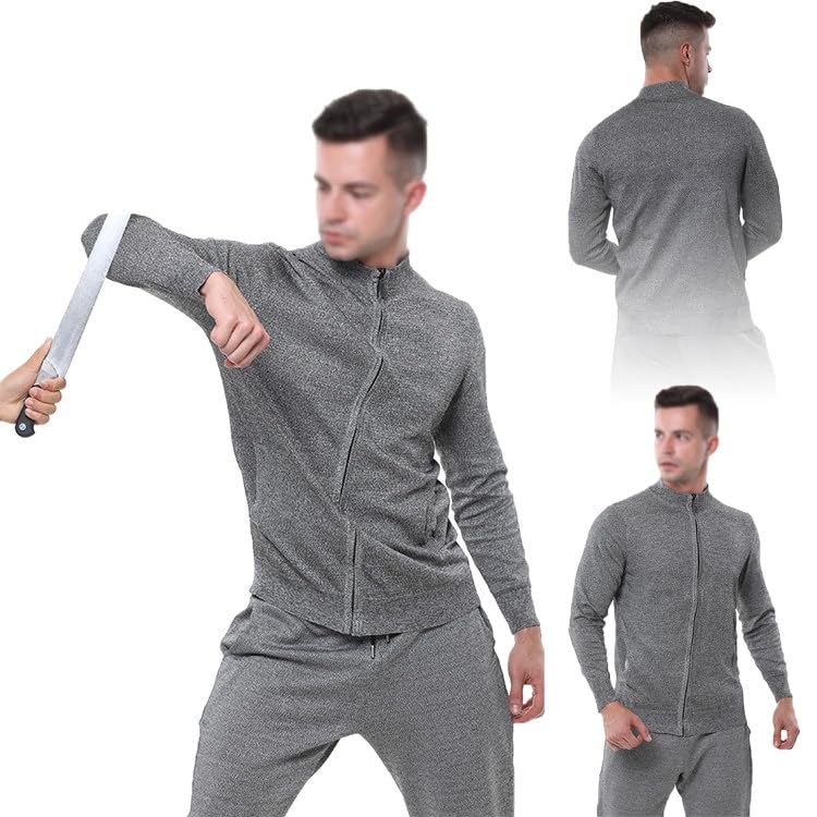 Jednostronny Zamek Błyskawiczny Dzianinowy, Lekka Kurtka, Odzież Robocza Odporna Na Zużycie/Przecięcia/Przecięcia, Dla Policji I Pracowników Ochrony,3XL-Grey