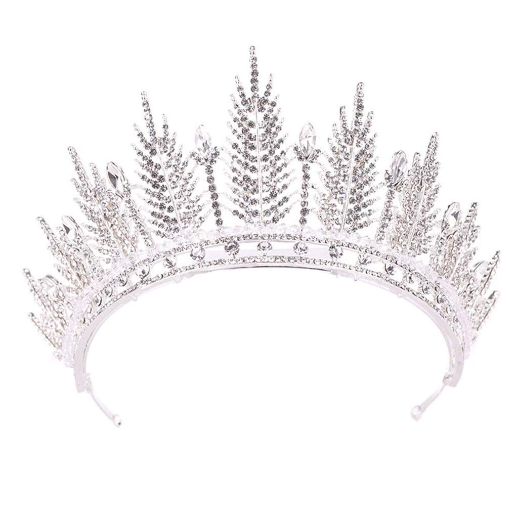 Corona elegante para mujer diadema anticaída con peinetas de sujeción estable y cristales de novia 8