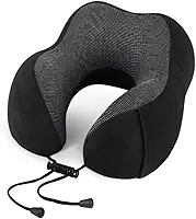 Almofada Travesseiro de Pescoço Para Viagem Descanso Viscoelástica Ajustável Ergonômico Carro Avião Onibus (Preto)