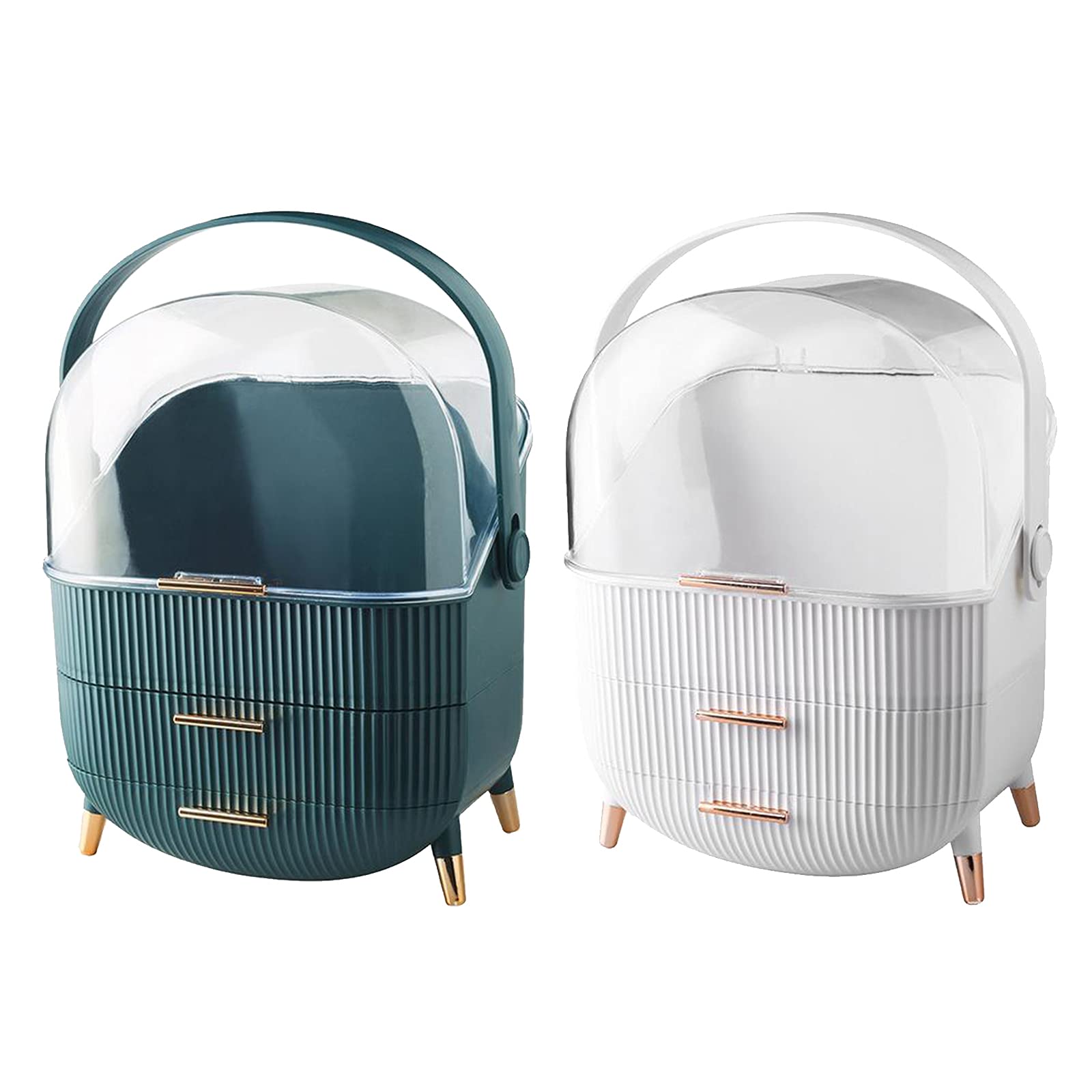 COMBR Portable Makeup Case Multifunction Travel Clear Makeup Oragnizer Box Green