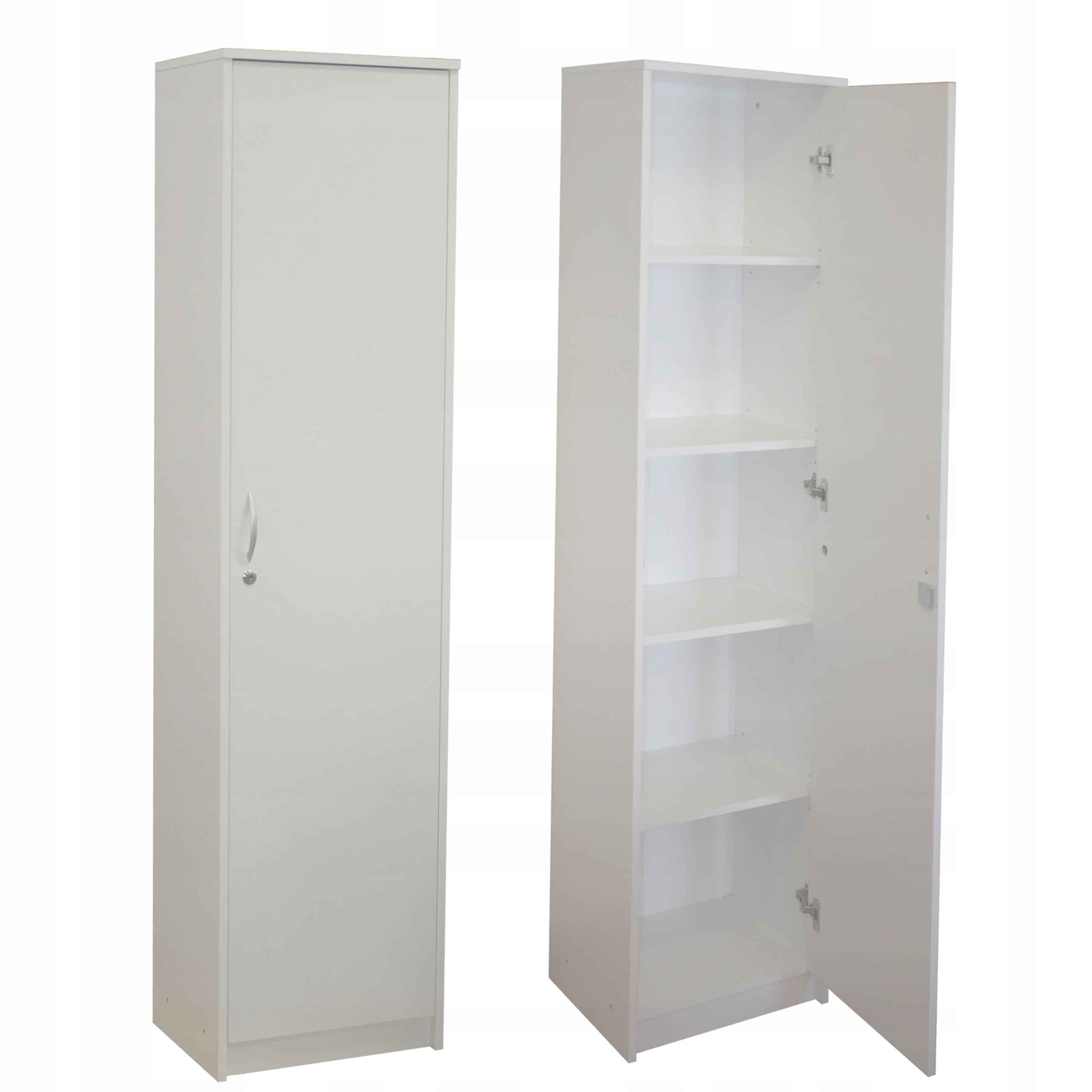 BDW - Aktenschrank - Abschließbarer Schrank - 44,5 x 35 x 180 cm - Hochschrank Schmal, Mehrzweckschrank - Kompakte Maße, für Büro, Arbeitszimmer, Homeoffice - SARA Weiß