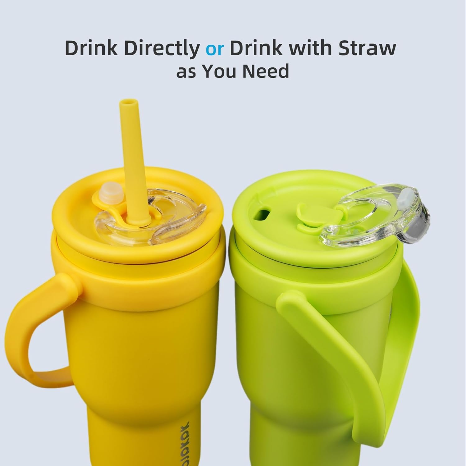 BJPKPK 40 OZ Insulated Travel Tumbler with Handle and Straw, Stainless Steel Water Bottle, Double Wall Vacuum Insulated Mug, for Work, Car, Travel, Bright Green - Image 4