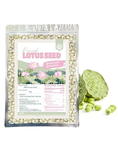 FARMER QUEEN Semillas de loto secas (8 onzas), semillas de loto enteras prémium para cocinar, postres, sopa y congee, ingrediente natural a base