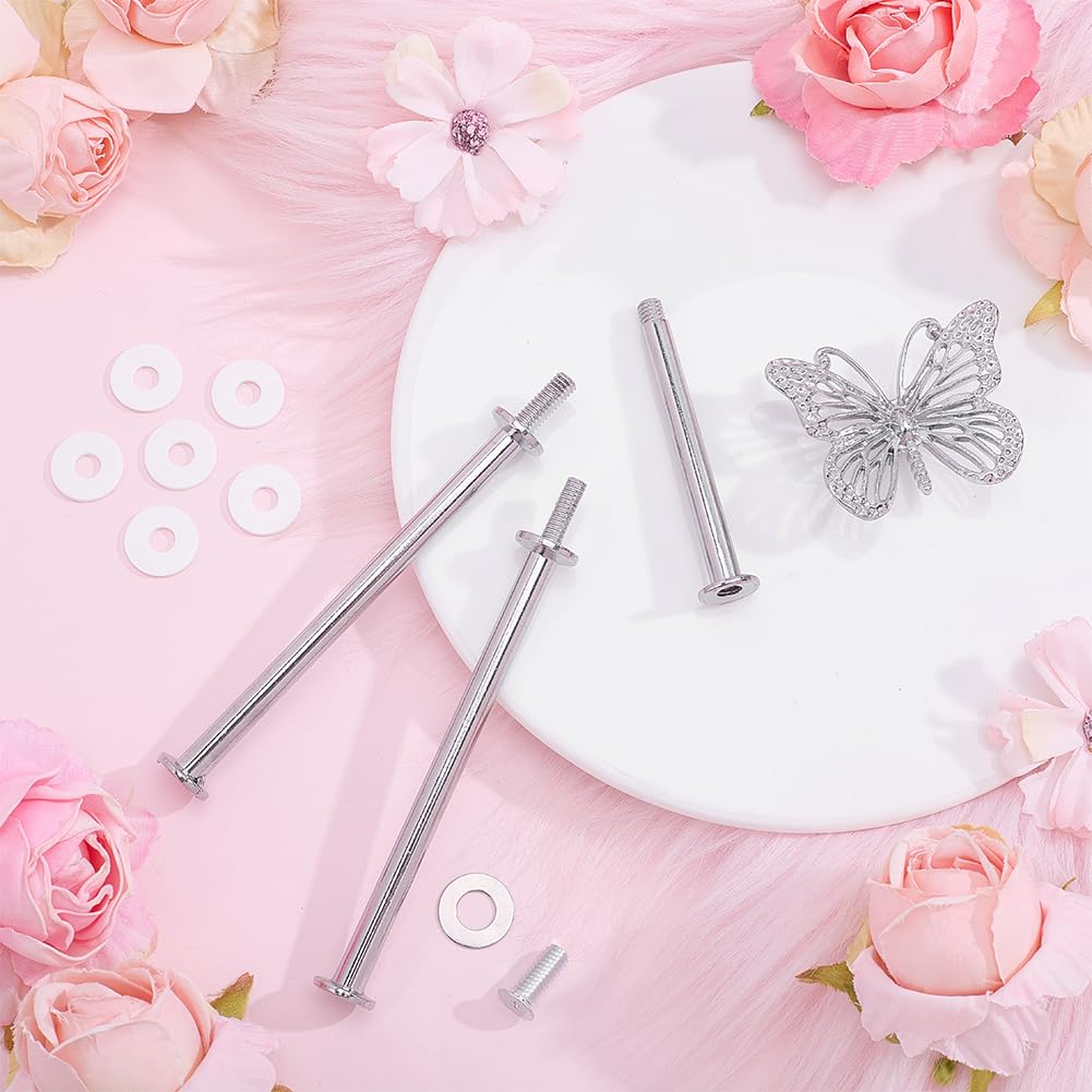 5 Stück Törtchen Ständer Hardware Griffe Schmetterling 3 Etage Kuchen Teller Ständer Griff Platin Gestufte Servier Tabletts