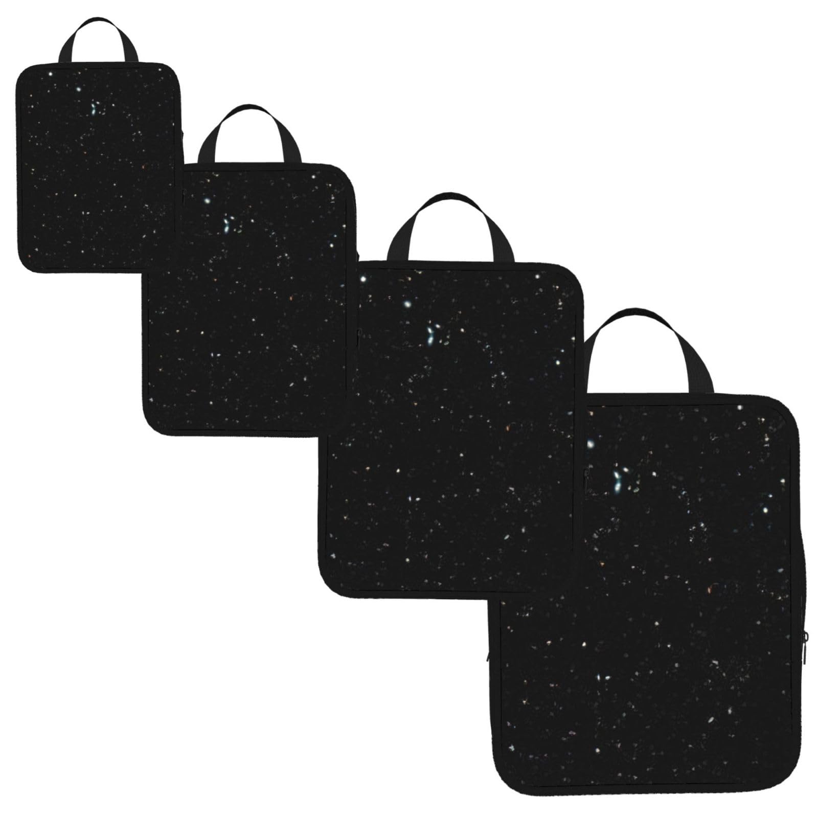 black glitter Print 4 Set Compression Packing Cubes for Suitcases,Expandable Storage Bags Organizers