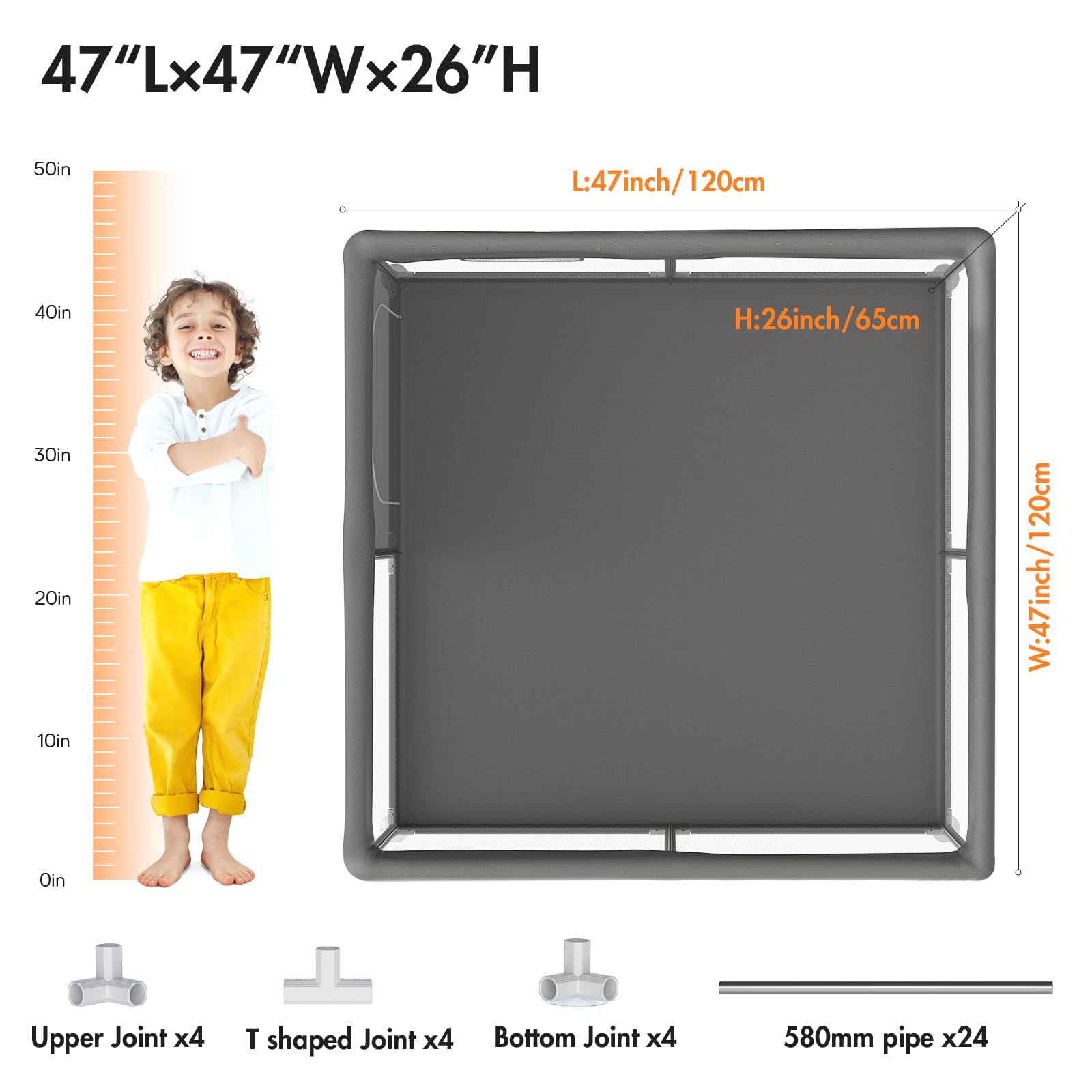Recinto per Bambini, 120x120cm Box, Grigio Scuro…