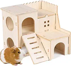 Grande labirinto de hamster casa de madeira divertida casa deslizante porquinho-da-índia hamsters escondido escada de escalada de madeira brinquedo engraçado mastigar duas camadas cabana para animais
