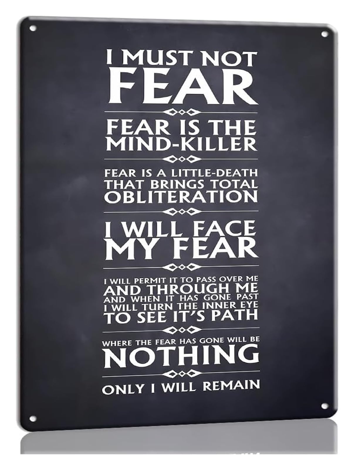 Litany Against Fear Quote Poster Metal Tin Sign Inspirational Poem Wall Artwork Kitchen Decorative Living Room