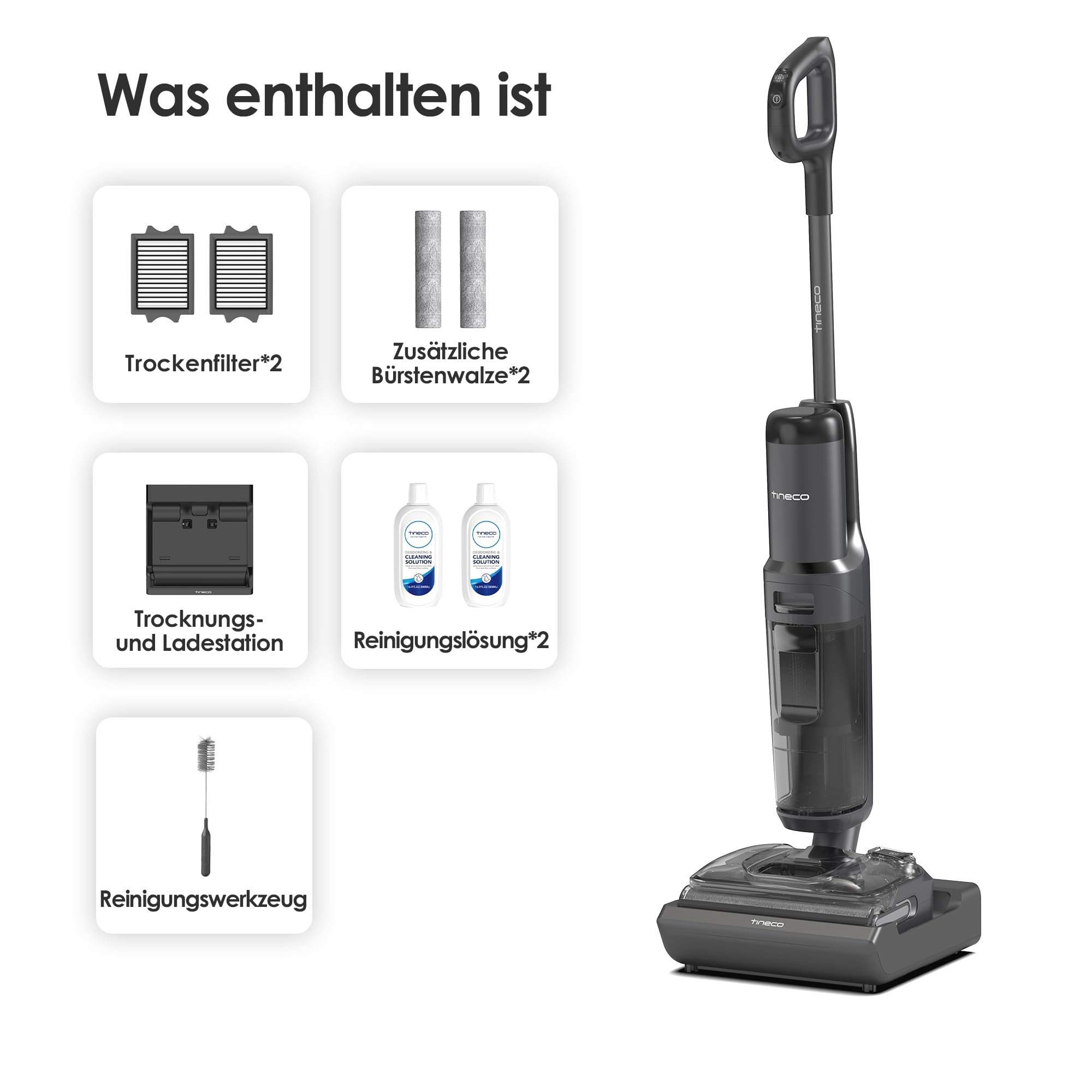 Tineco Floor ONE S7 Stretch Ultra Nass Trockensauger, 21000 Pa Saugkraft 180° Lay-Flat, 5 Min 85°C Flashdry, 50 Min Laufzeit, DualBlock Anti-Tangle, Beide Kantenreinigen, für Hartböden & Werkstatt