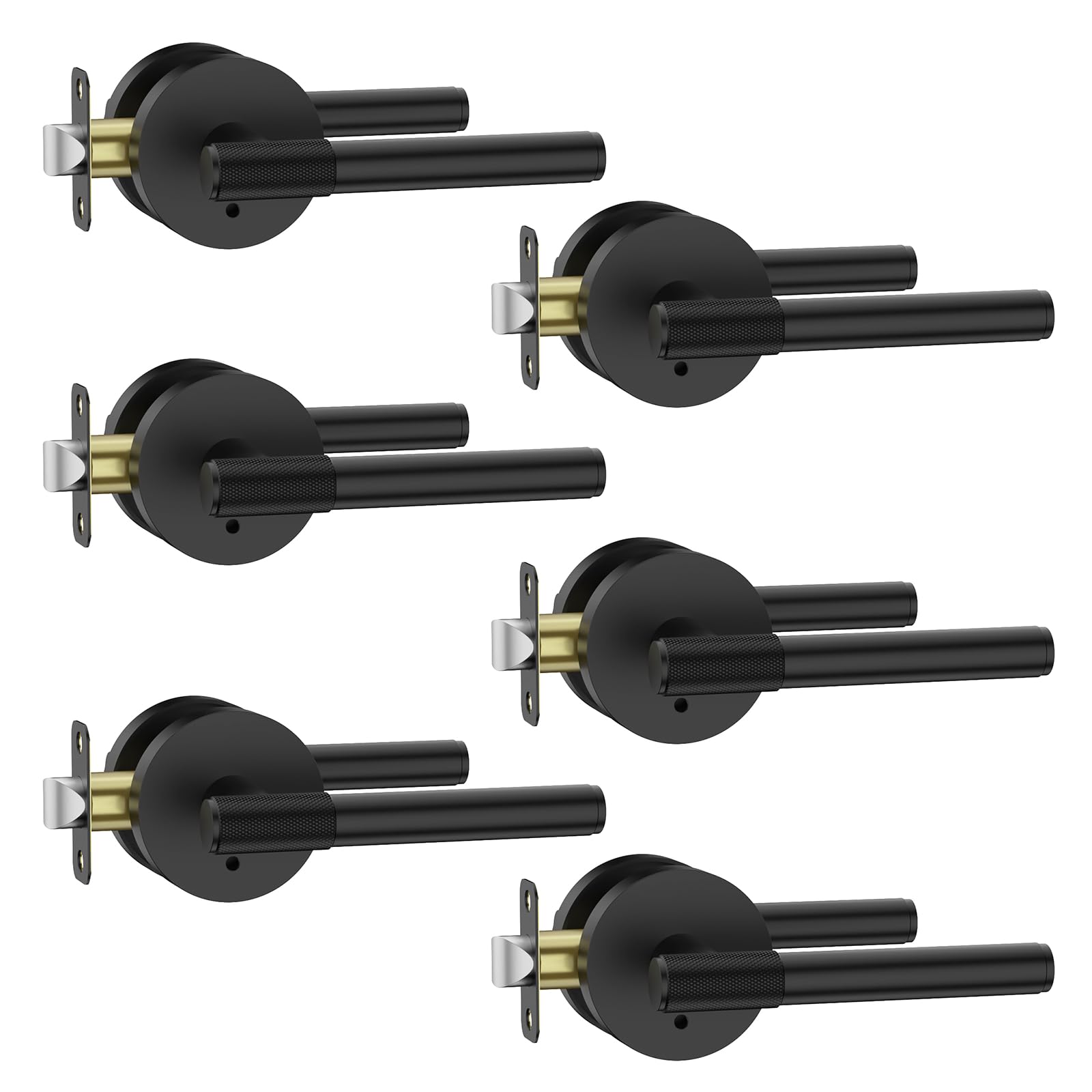 Photo 1 of Asidrama 6 Pack Privacy Door Handles with Lock, Black Door Handles Interior for Bedroom or Bathroom, Heavy Duty Door Lever with Reversible Interior Door Handle for Left Right Sided Doors