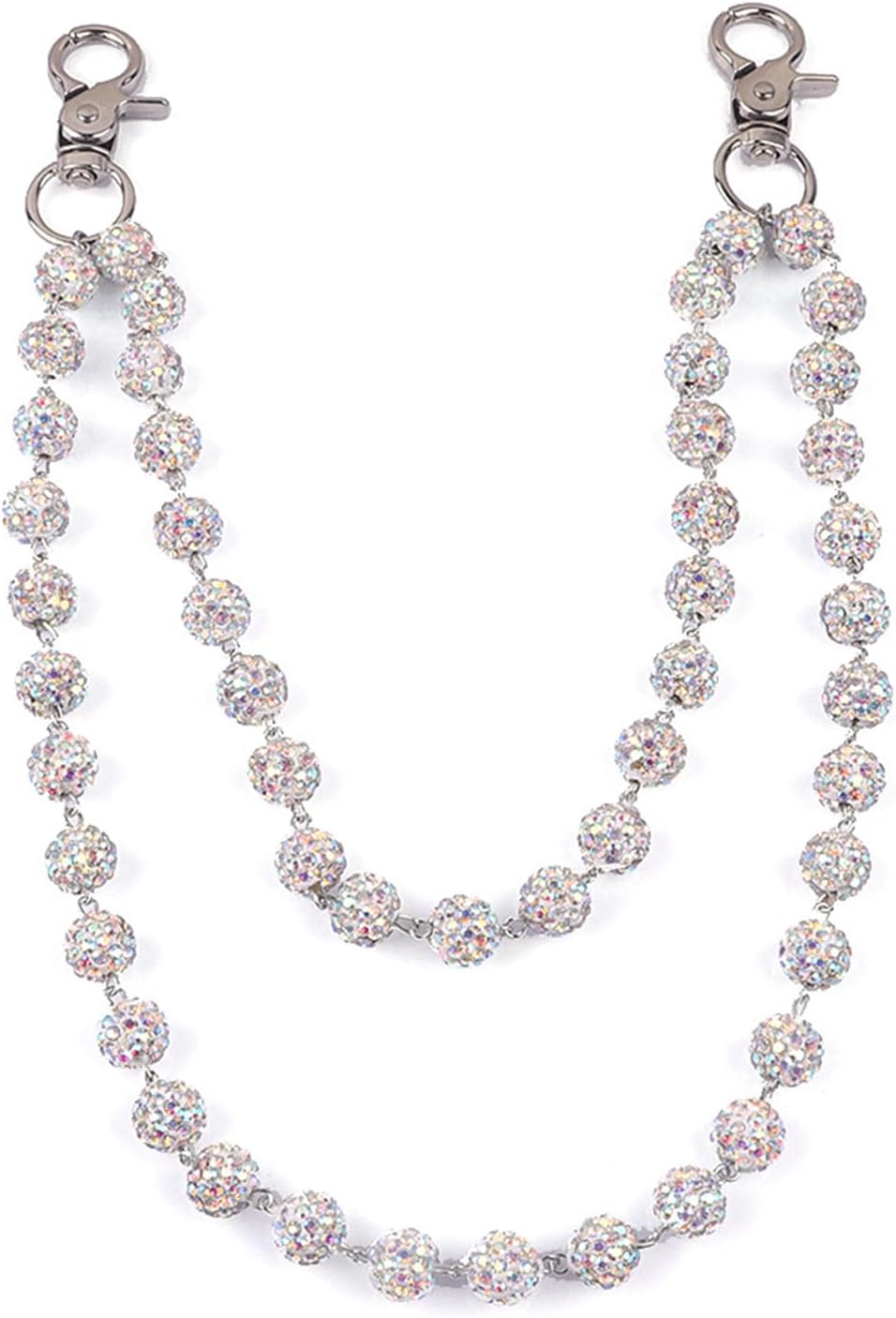 Sparkly Ceramic Beads Wallet Chain - 10mm Shiny Bohemian Purse Jean Pants Chains for Men Women Fashion Accessories