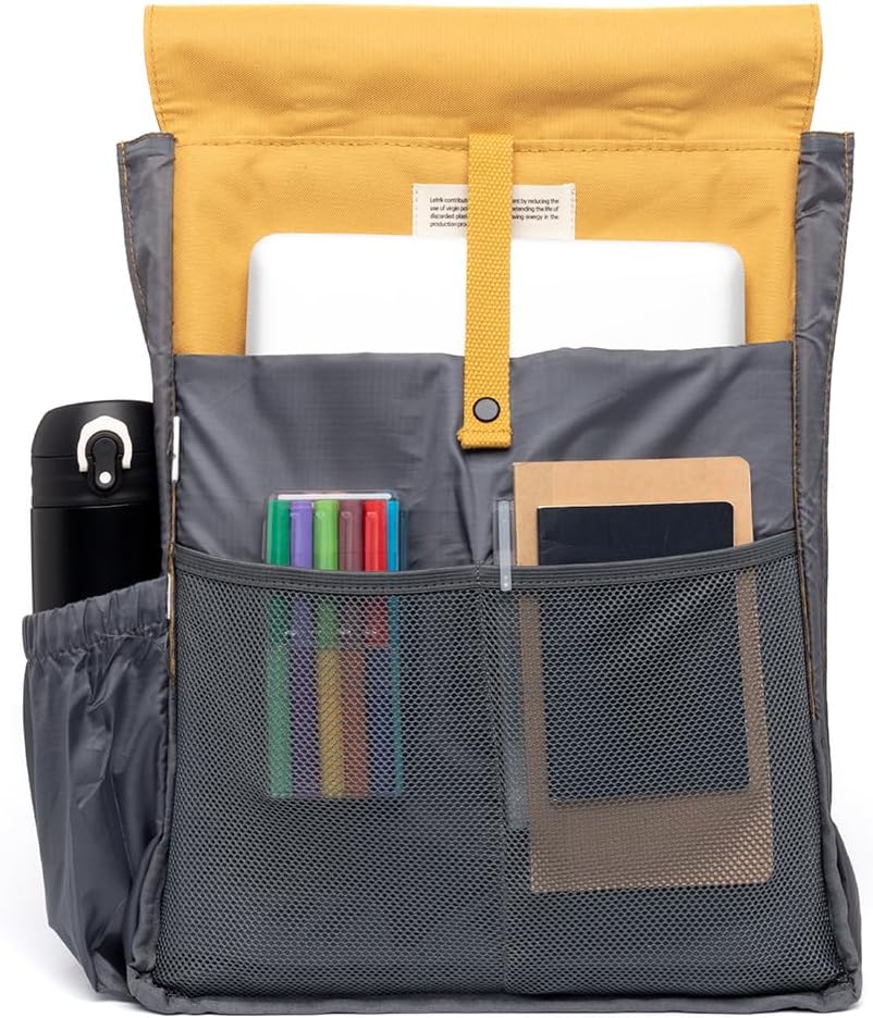 Lefrik - Handy Casual and Practical Laptop Backpack - 100% Recycled Fabric - Eco Friendly (New Mustard)