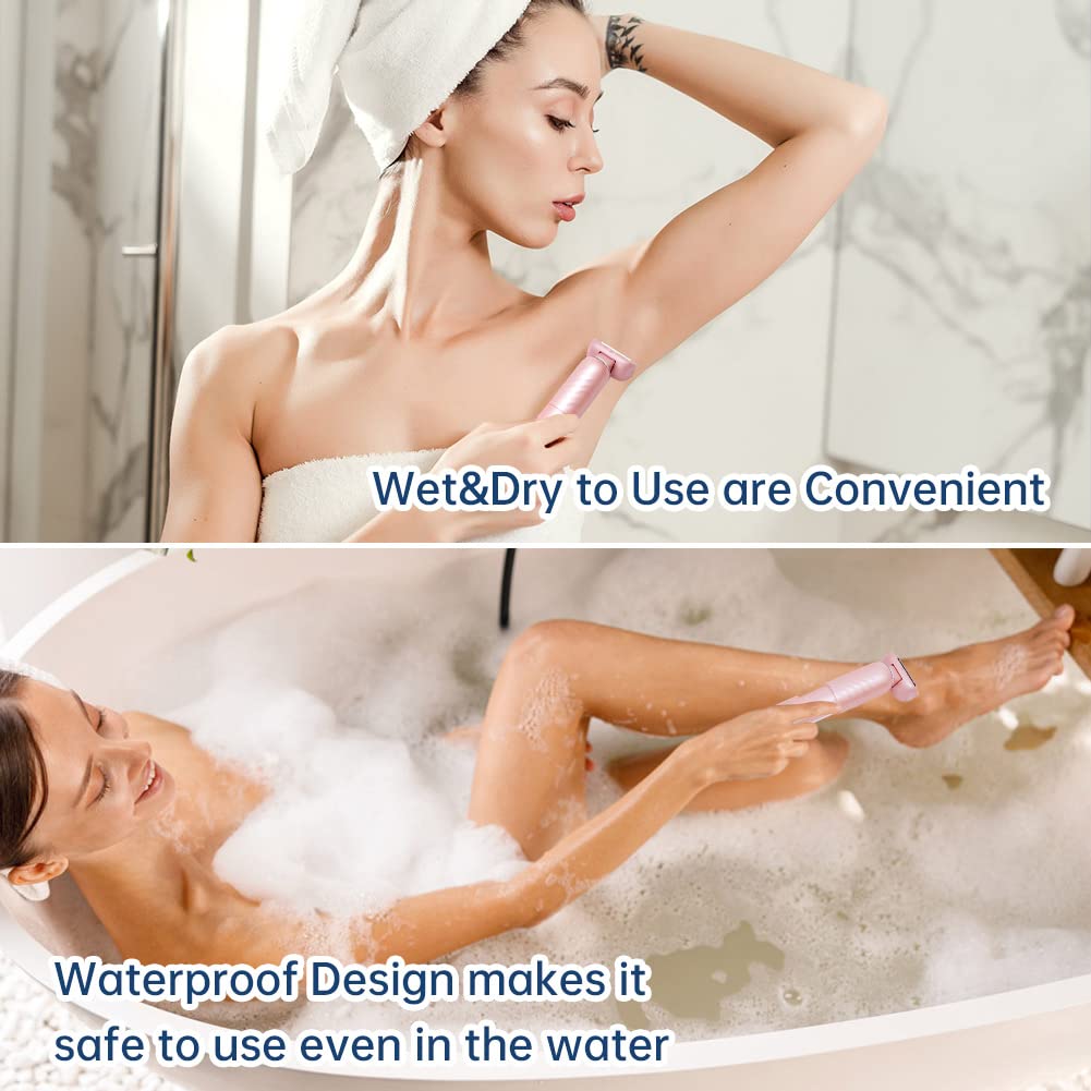 Hatteker Electric Lady Shaver Razor Wet and Dry Waterproof Bikini Trimmer for Women Rechargeable Legs Underarms Public Hair Painless Extendable Handle 1