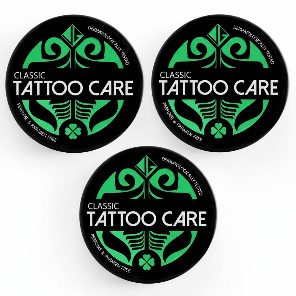 Tattoo Care Classic krem do tatuażu, 3 x 35 g, bezzapachowy, pielęgnacja po zabiegu i ochrona skóry - do nowych i starych tatuaży - głębokie nawilżenie, wzmacnia kolory i zachowuje atrament