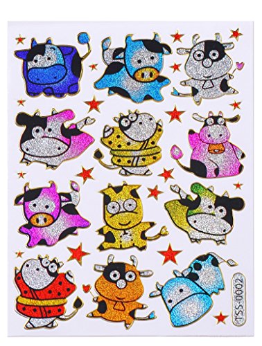 Sticker autocollants 2 feuilles les vaches 14 x 10 cm a feuille
