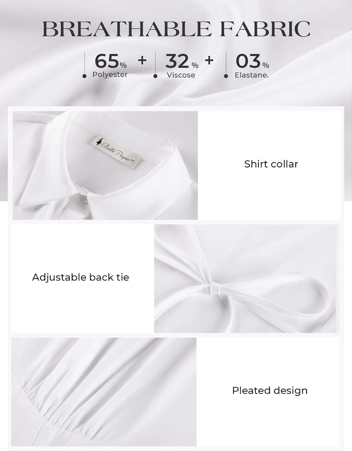 Belle Poque Womens Short Sleeve Button Down Shirts Work Tops Blouses for Women Dressy Casual - Image 6