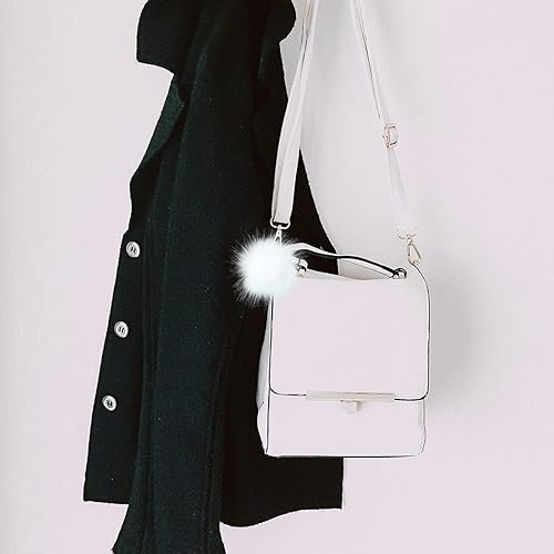 Miniatura 7 de 12 bolas de pompones de piel sintética blanca de Navidad con lazo elástico para sombreros, zapatos, bufandas, guantes, bufandas, bolsas, llaveros,