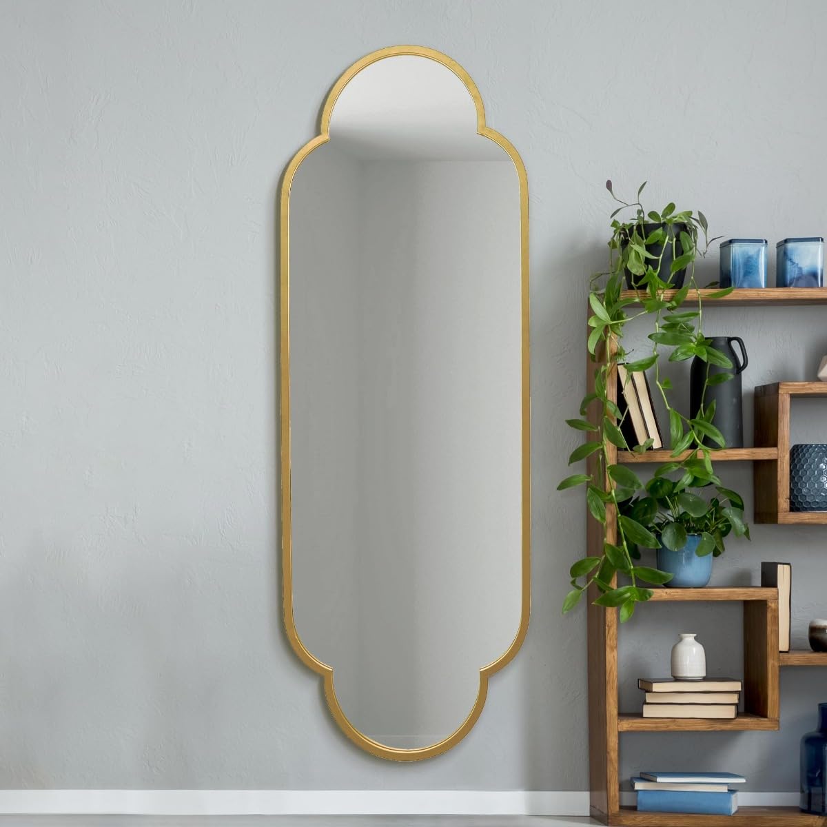 Mirroroutlet Gold The Duplici - New Metal Framed Double Arched Oval Wall Mirror 67" X 23" (170Cm X 59M)