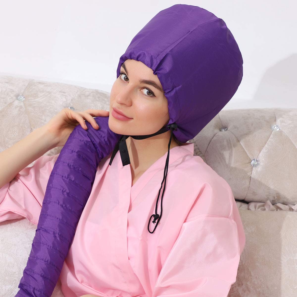 Fiewmay Hooded Hair Dryer Bonnet Cap for Quick Dry Hands Free Deep Condition and Styling (Purple HairDryer Bonnet) 2