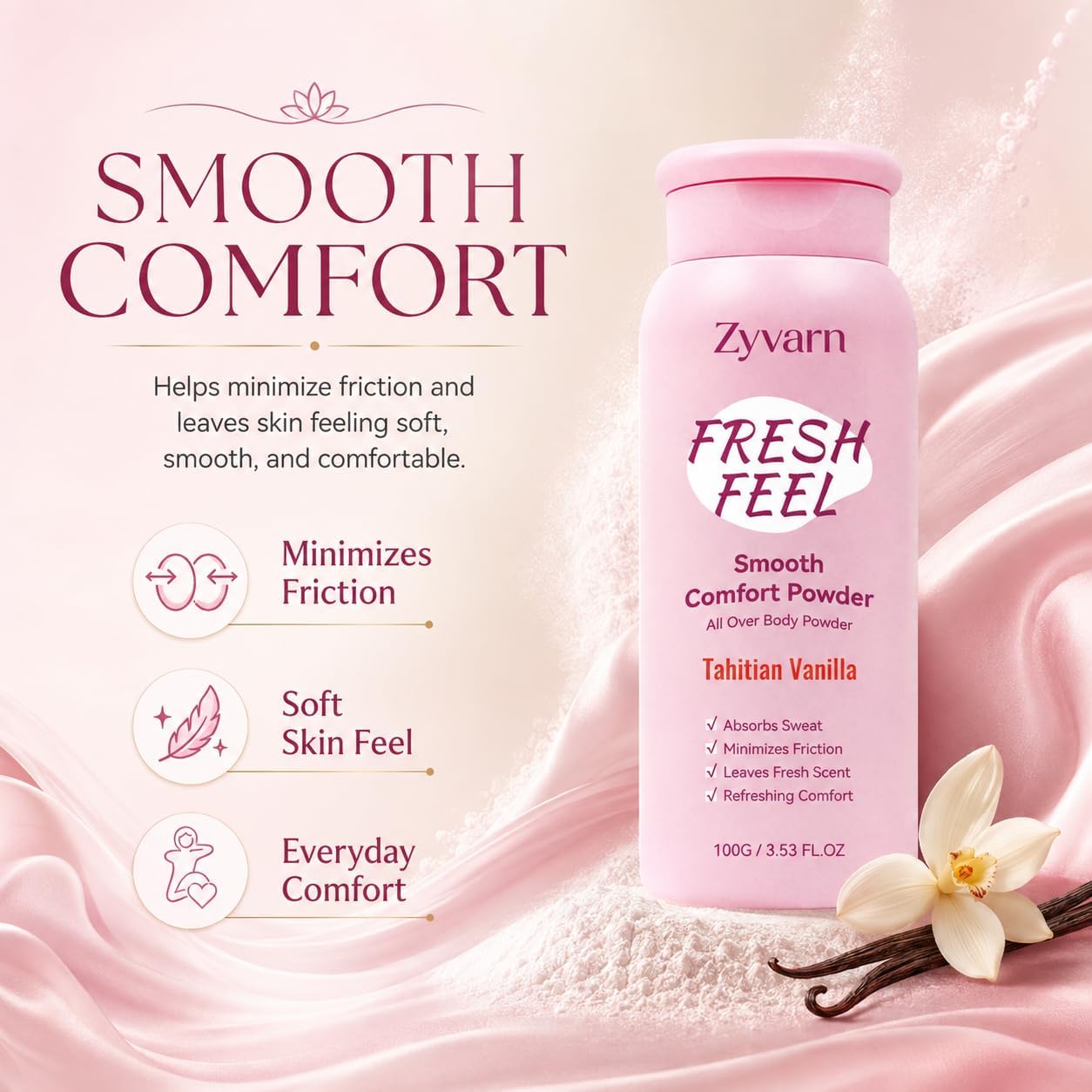 Body Powder for Women, Tahitian Vanilla Dusting Powder