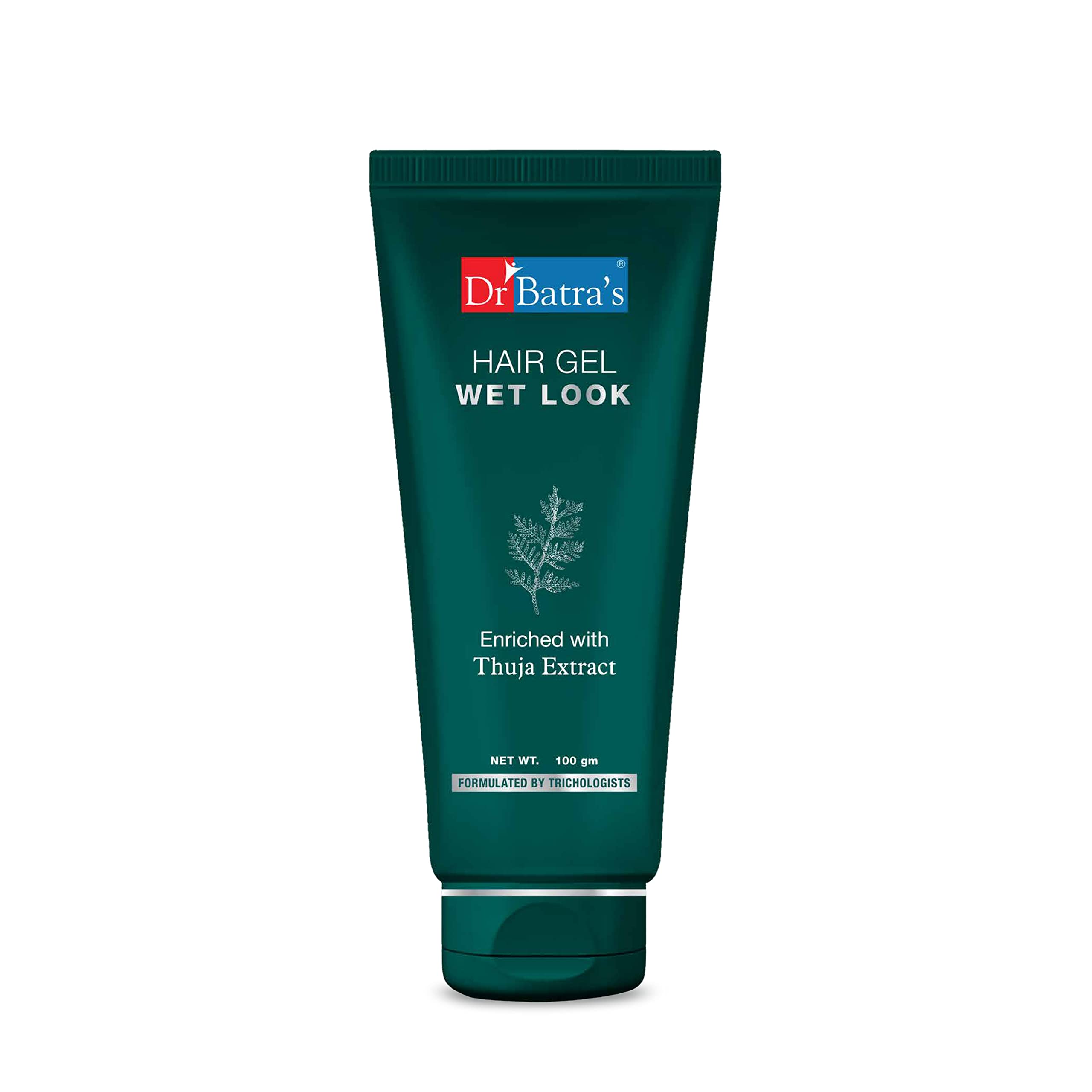 Dr Batra's Hair Gel for Men with Thuja Extract – Strong Hold, Non-Sticky Formula, Natural Shine & Daily Hair Styling Support | 100 gm