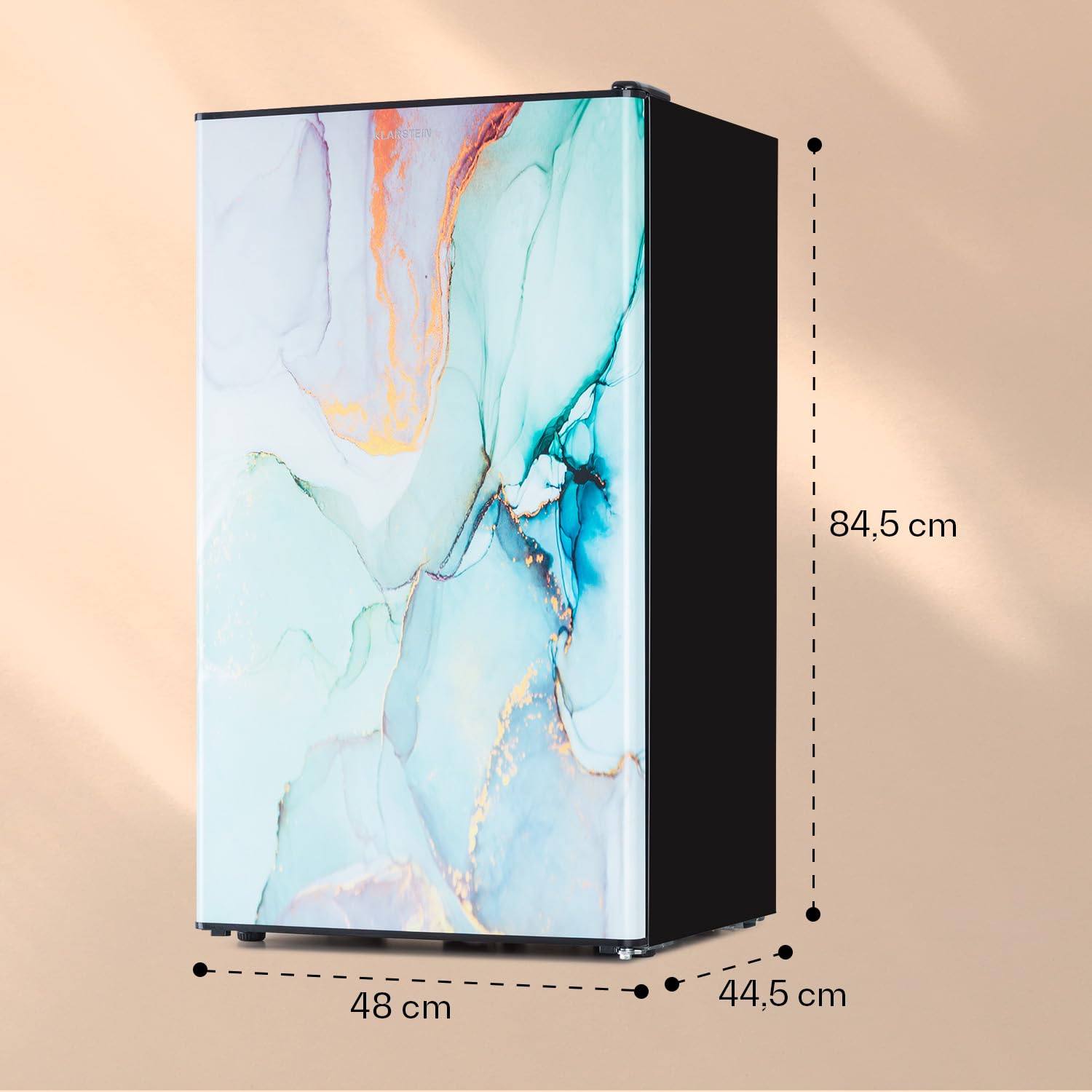 Klarstein CoolArt Kühl-Gefrier-Kombination - Kühlschrank mit 2 Kühl-Ebenen, Design-Front, Thermostat mit 5 Stufen, 0 bis 10 °C, Fassungsvermögen: 79 Liter, Motiv: Pastell