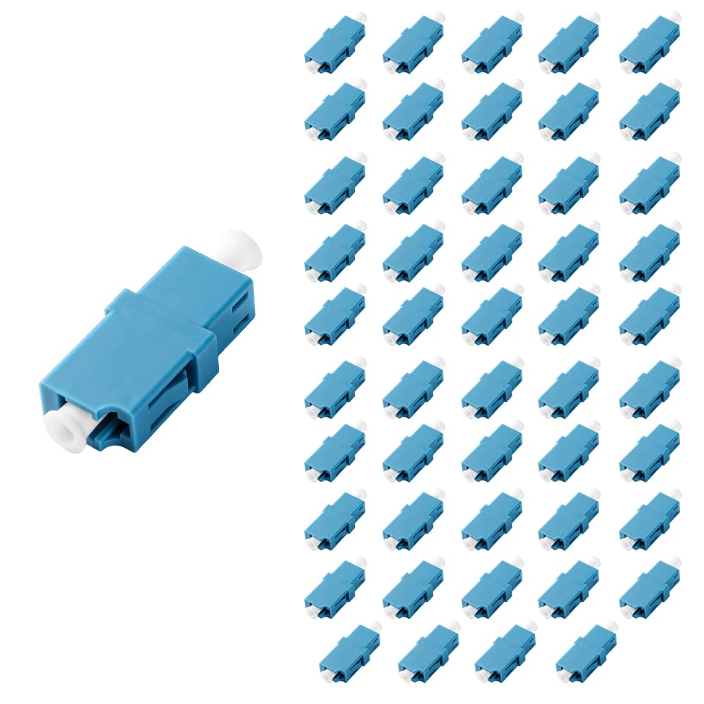 GwliUni 50Pcs LC-UPC to LC-UPC Couplers, Simplex Fiber Optical Adapters Cable Connectors No Wing Type