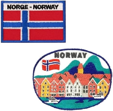 A-ONE Paquete de 2 parches de bandera de Noruega, parche de viaje al aire libre, parches para coser y planchar para manualidades, insignia decorativa NO.348C