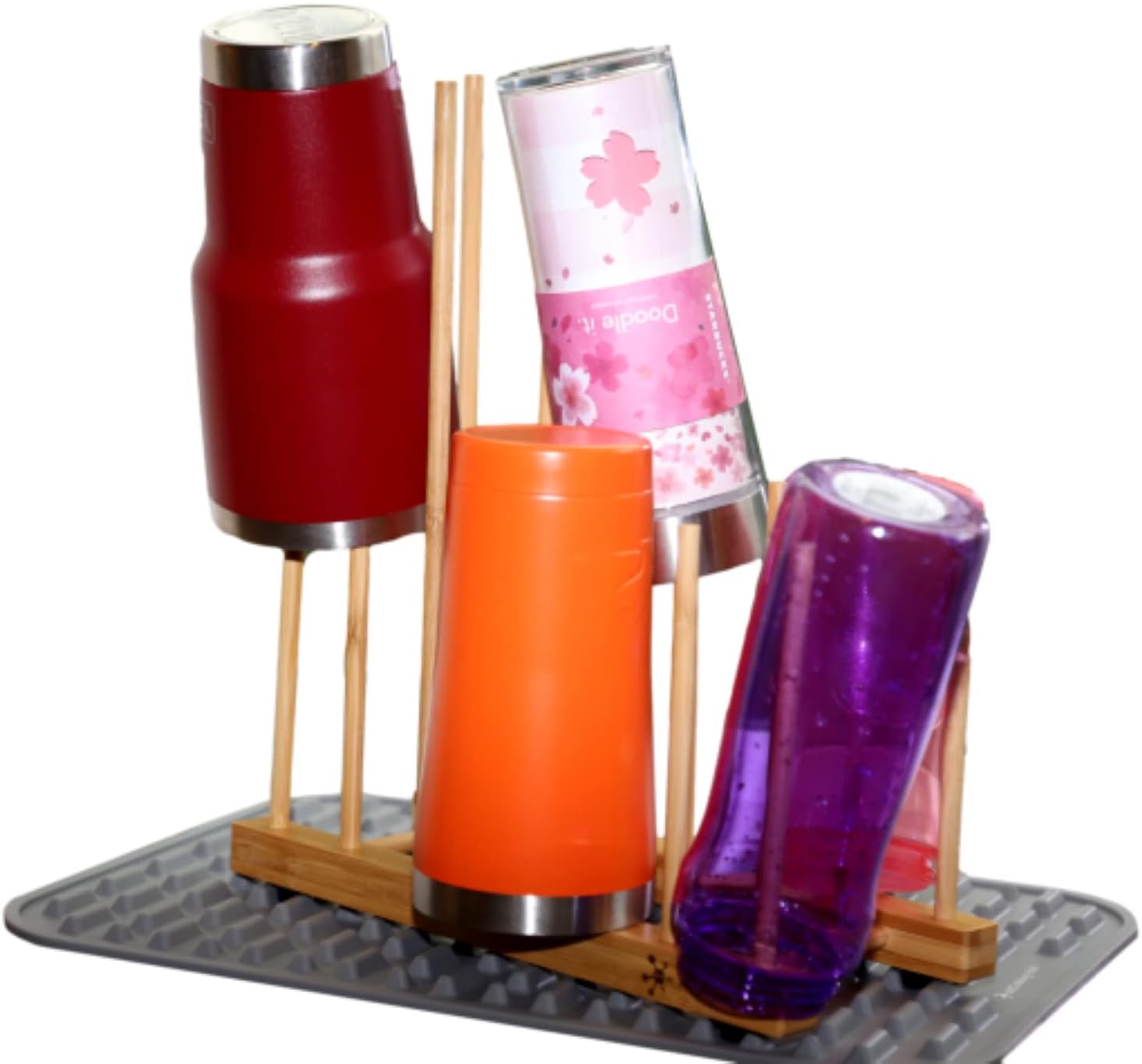 Bamboo Plastic Bag Drying Rack, Silicone Drying Mat and