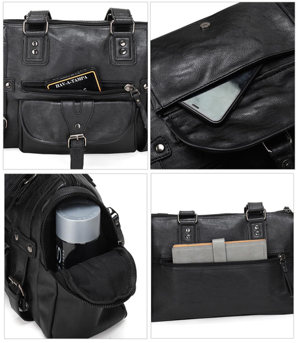Bolso de mano y bolso de mano de piel sintética para viaje, bolso de hombro