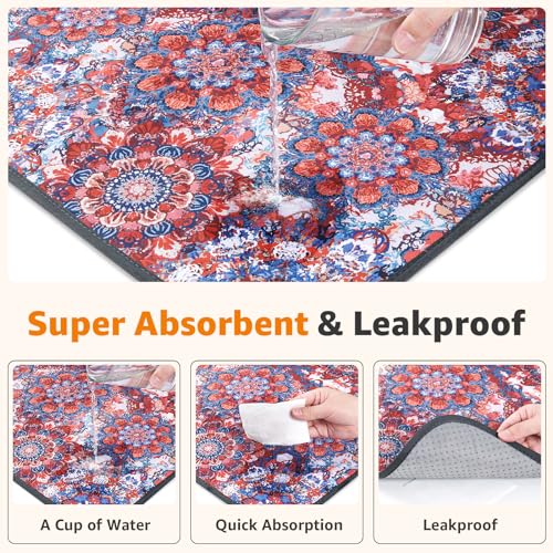 Image of LOOBANI Washable Pee Pads for Dogs, 2 Pack Super Absorbent Reusable Puppy Pads Leakproof Dog Traning Pads, Waterproof Non-Slip Whelping Pad for Floor, Playpen, Crate, Couch-36 x36 (Red Flower)