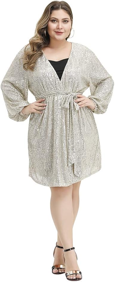plus size wrap sequin dress