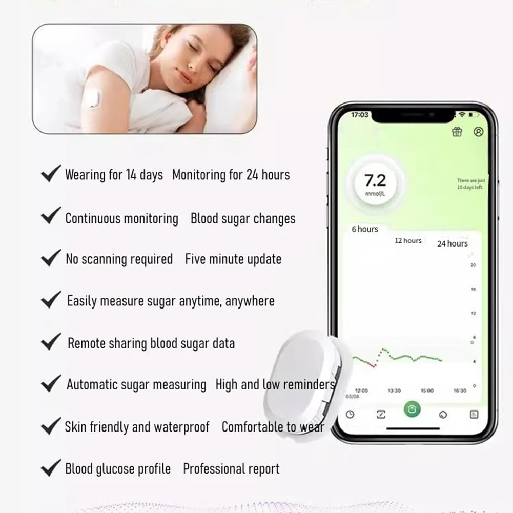 3 Unidades de Glucómetro Aidex con Sensor Únicamente, Monitor Continuo de Glucosa (CGMS), Prueba de Diabetes Sin Pinchazos, Medidores de Azúcar.
