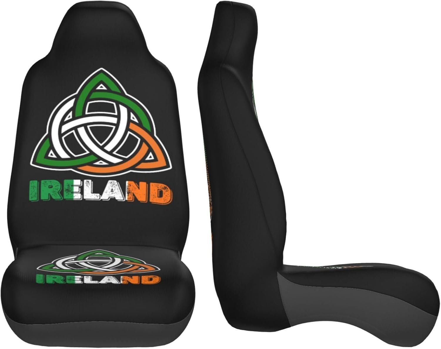 Ireland Map Irish Flags Car Seat Covers Seats 2 Piece Universal Fit Automotive Funny Cute Front Seat Covers for Women Men Easy to Install for Car Auto Trucks SUV