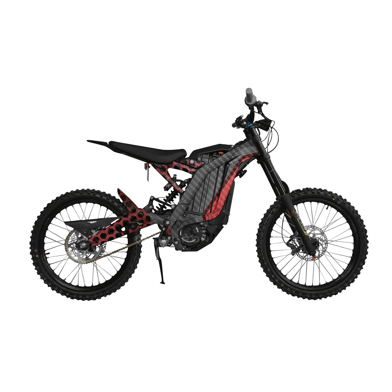 Carbon Fiber Surron Light Bee Graphics Kit Wrap - Hex Red - Sur-Ron Skin - Premium 3M Vinyl Protective Wrap Decal Cover - Easy to Apply | Crafted in The USA by MightySkins
