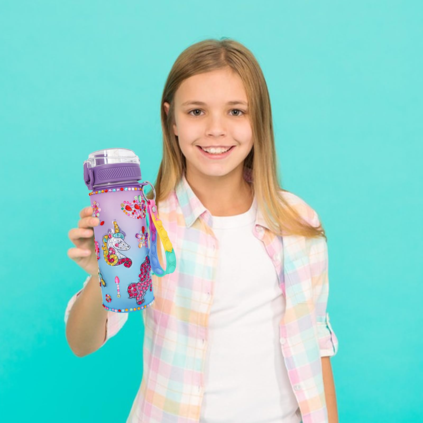 BBLYBD Unicorn Gem Diamond Painting Crafts,Fun Arts Decorate Your Own Water Bottle Kits for Girls Fun Arts and Crafts Gifts Toys for Girls, 1 4
