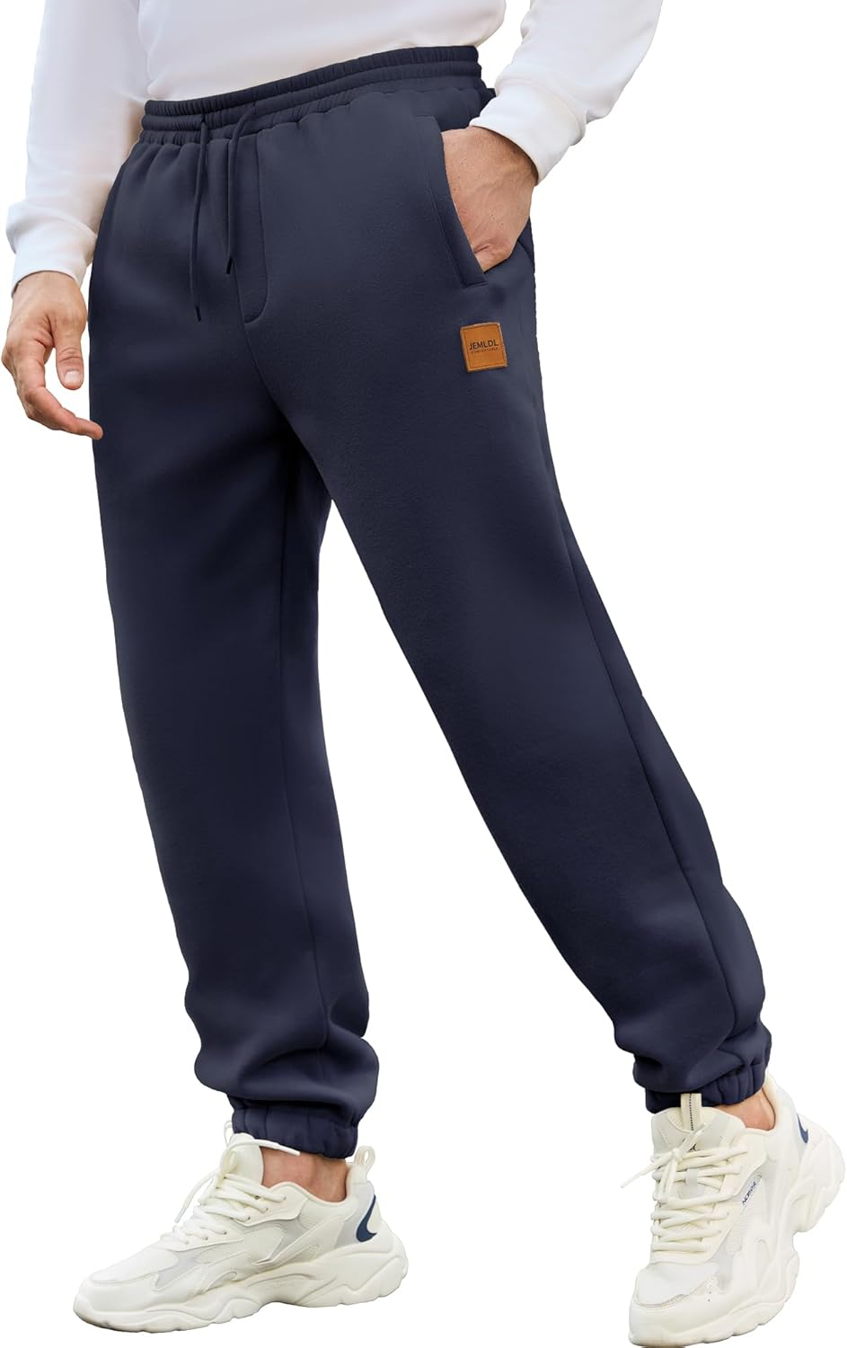JEMLDL Mens Fleece Sweatpants Loose Fit Tapered Joggers with Drawstring Waist and Pockets Warm Casual Workout Pants