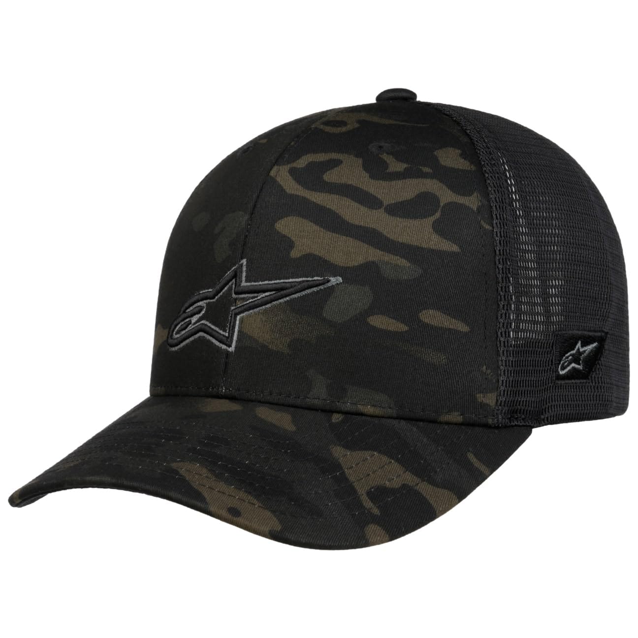 Alpinestars Recon Camo Trucker Cap Women/Men - Baseball mesh Snapback, with Peak, Peak All-Season Spring Summer Autumn Winter - One Size Black