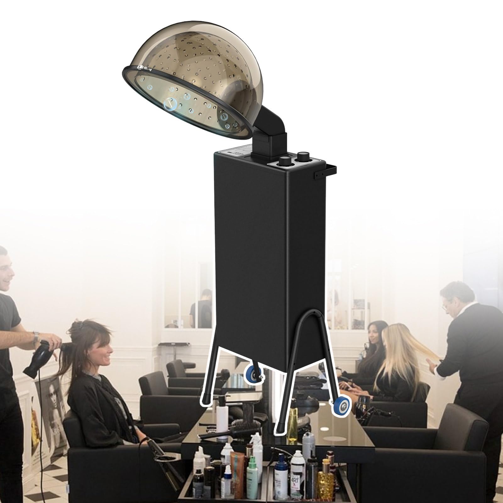 Hooded Hair Dryer Standing Hair Dryer 4 Position Heat Control 60 Minute Timer for Home Beauty Salon Styling