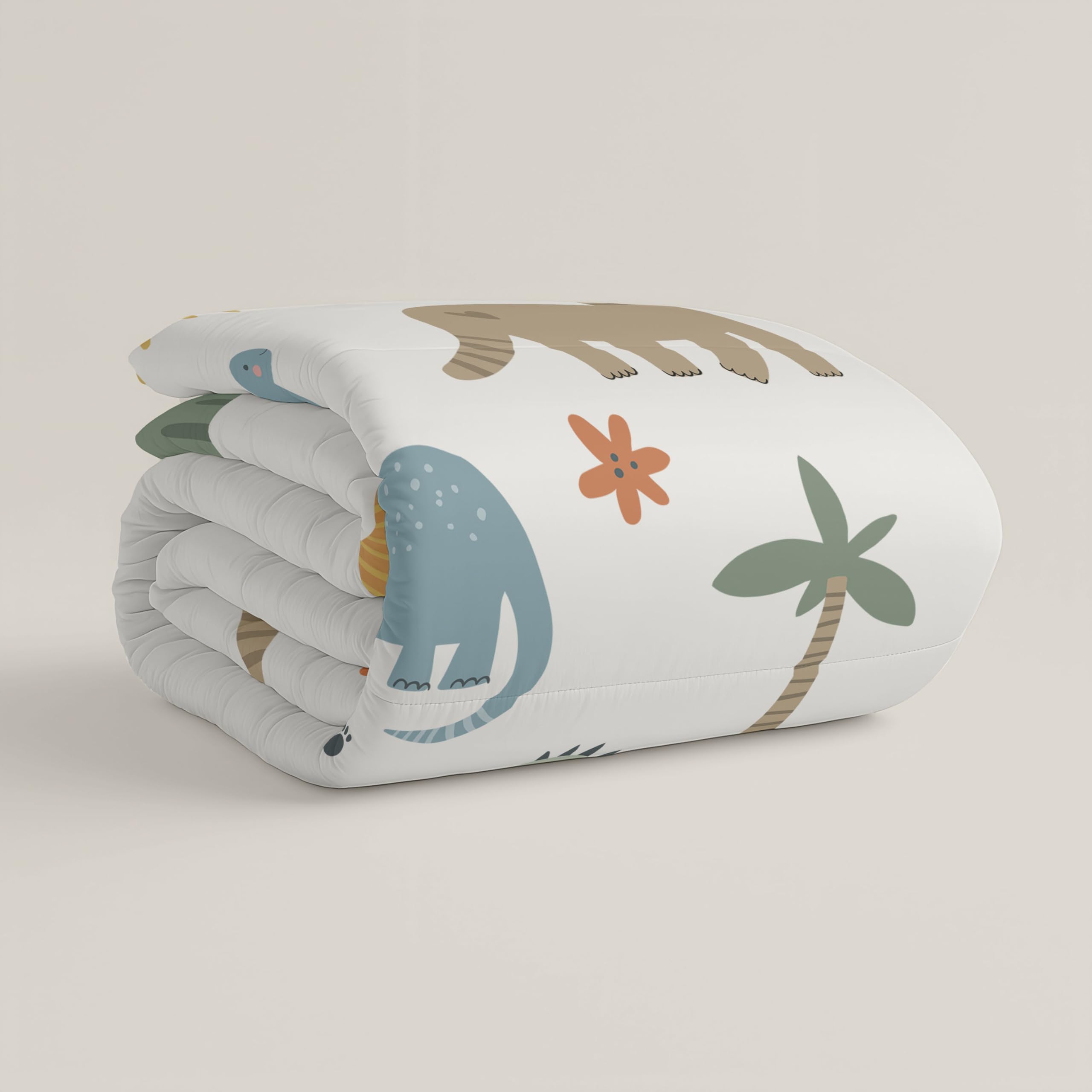 NATURALS CoolKids - Edredón Nórdico Infantil DINOLAND | 100% Algodón | Cama 90 (180x260 cm) | Relleno 200g Tacto Pluma | Oeko-Tex | Fabricado en España