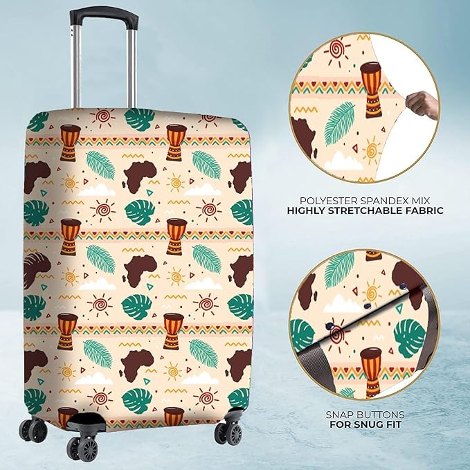 Image of Printed Luggage Cover for Traveling Bag & Suitcase - Stretchable & Scratchproof Trolley Protector with Velcro Lock & Lightweight Washable Material(Suitcase Bag Not Included, Only Cover in Product)
