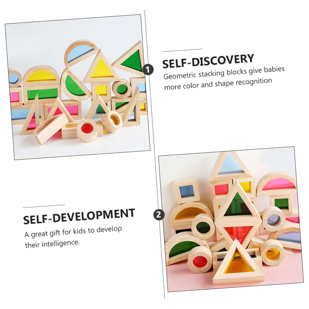 24 Blocchi in Legno Colorati Montessori Educativo per Riconoscimento Colori e Costruzioni Impilabili per Sviluppo Intelligenza e creatività