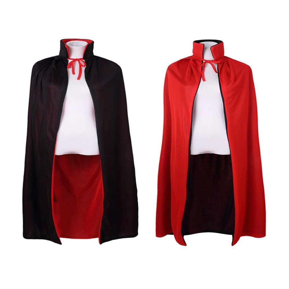Black&Red Reversible Cape for Adult, Halloween Costume Witch Vampire Cape Costume