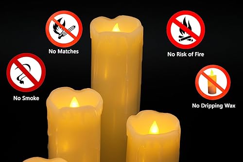 Miniatura 3 de DRomance Velas parpadeantes sin llama que funcionan con pilas (batería incluida) con temporizador de 6 horas, juego de 6 velas LED de cera goteante,