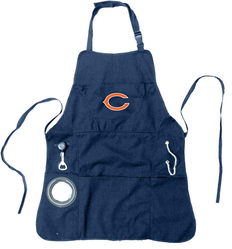 Team Sports America NFL Ultimate Grilling Apron with Bottle Opener and Insulated Beverage Holder, Adjustable Straps Men Women