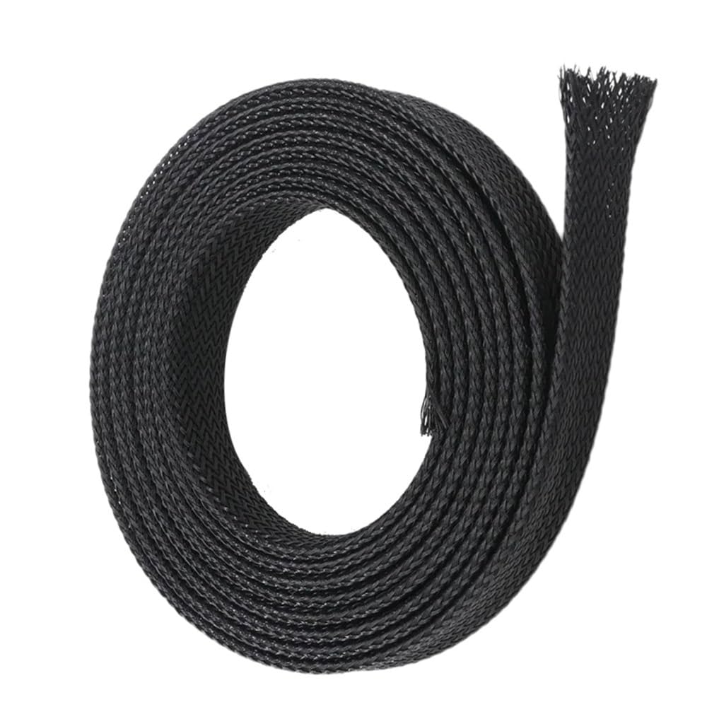 Manguitos de manguera de cable trenzado, Manguitos de bobinado tubulares planos expandibles de 164 pies, ancho 3/8/10/16/18/40 mm, manguitos de cable trenzado expandibles de PET for telar de cables(6m