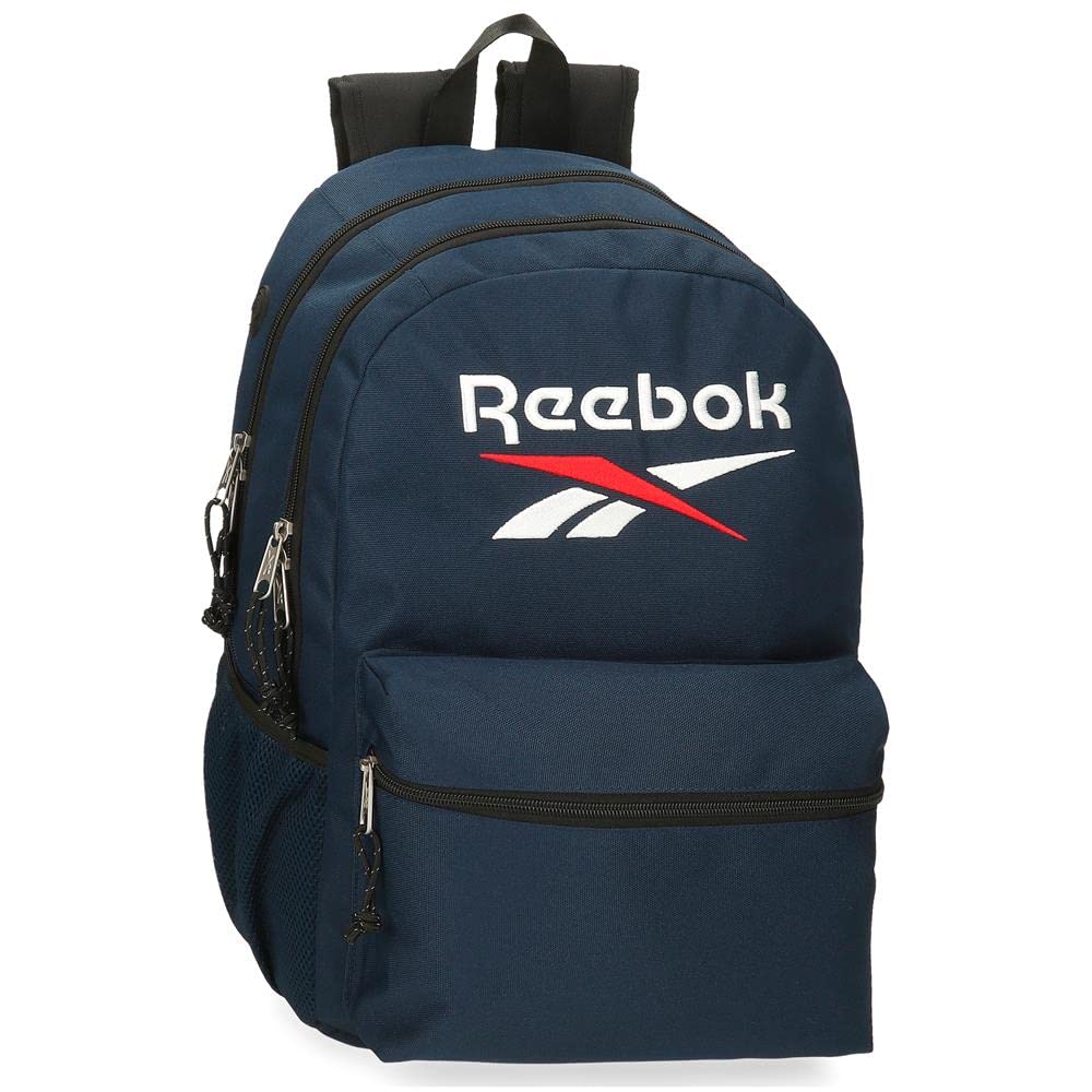 Reebok Boston, mochila escolar, mochila negro y azul fabricada en poliéster, Tirantes anchos, ergonómicos y acolchados, varios compartimentos, de Joumma Bags