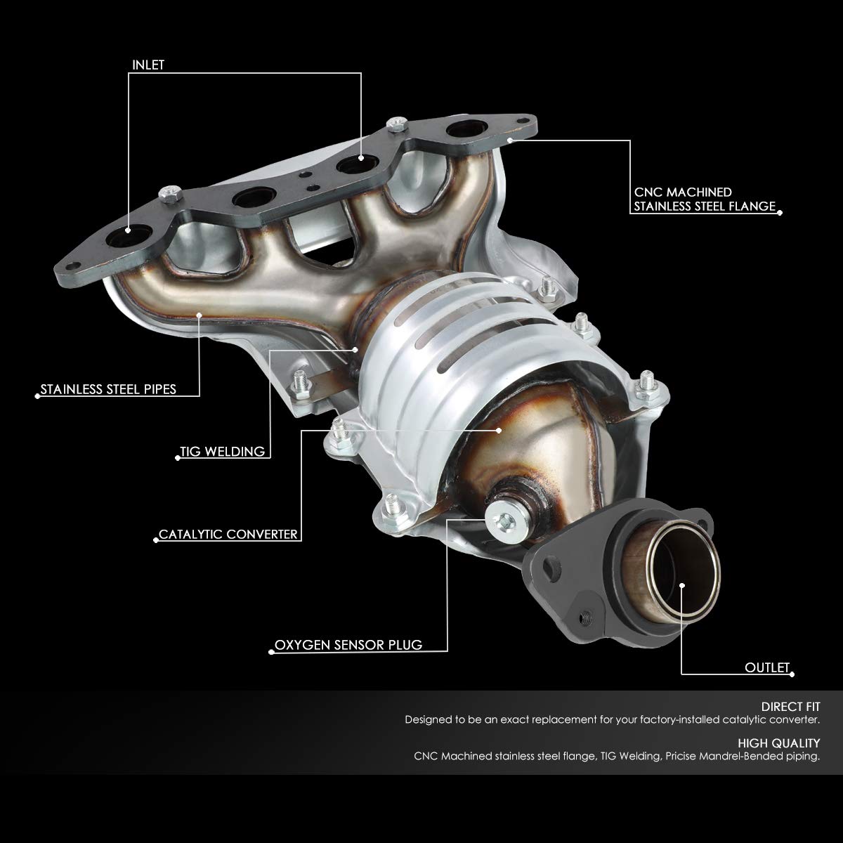 Amazon | DNA MOTORING OEM-CONV-004 ファクトリースタイル 触媒 