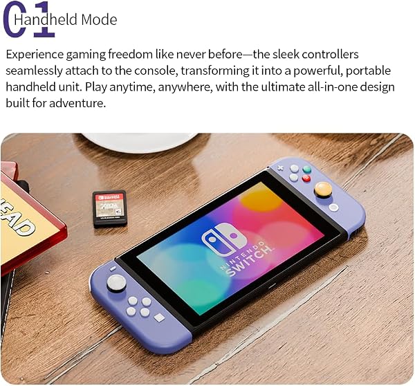 Tideal Set of Replacement Controller for Nintendo Switch - Compatible with Nintendo Switch (1) / OLED/Lite - Dual Vibration/Motion Control / 6-Axis Gyro (Purple) - 3